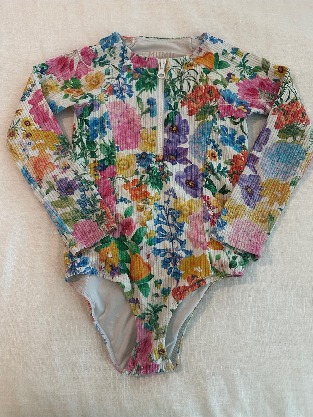 Show Me Your MuMu Surfside Ivory Botanical Rib Scrunch One Piece Girls
